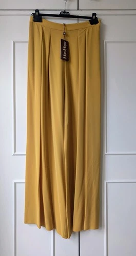 BNWT Max Mara Studio Otello Wide Leg Trousers Yellow Size UK 14 (L) RRP £285