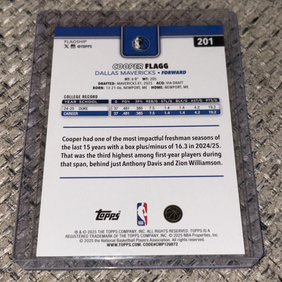 2025-26 Topps Basketball Cooper Flagg Tip Off Rookie Card Dallas Mavericks SP RC - Image 4 of 4