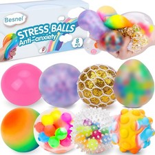 Stress Balls Set, Squishy Stress Ball, 8 Pack Stress Relief Ball for Adults,