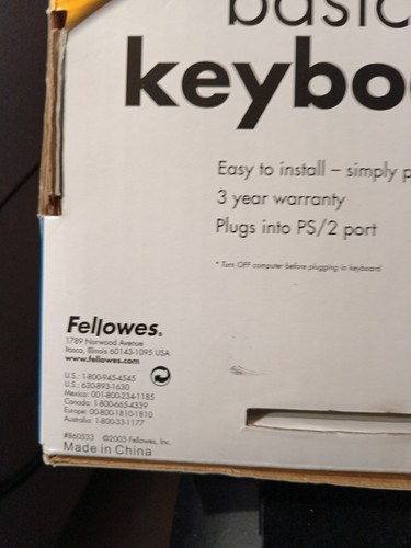 VINTAGE FELLOWES 104 KEYBOARD 99148 IN ORIGINAL BOX HAS SOME DAMMAGE ON BOX - Picture 12 of 12