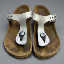 Birkenstock Gizeh Silver Sandals Girls US 13 EU 31 Thong Comfort