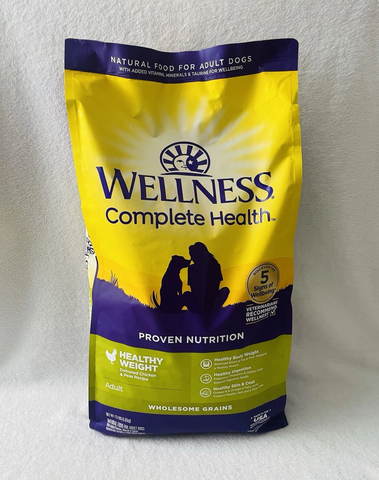 Wellness Complete Health Adult Dog Food Deboned Chicken & Peas Grains 13 Lbs