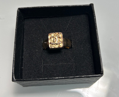 Chanel CoCo Mark Square Ring Gold US Size 6.5 Women's Made in France France