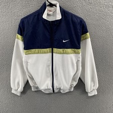 Vintage Nike Jacket Youth Medium 8-10 White Blue Colorblock Track Full Zip 90s