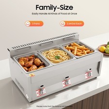 3-Pan Propane Gas Food Warmer Restaurant Tabletop Desktop Countertop Steam Table