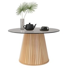 Tavolino da caffe con piano in vetro 80cm marrone tavolo rotonda da divano bassa