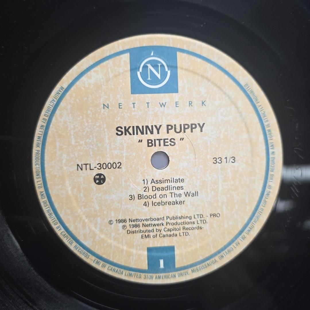Skinny Puppy Bites w/Insert 1986 Vinyl LP EX Nettwerk NTL-30002 Industrial Cyber