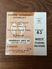 Genuine 28/7/1966 World Cup 3rd & 4th Place Play Off Ticket, Portugal v USSR