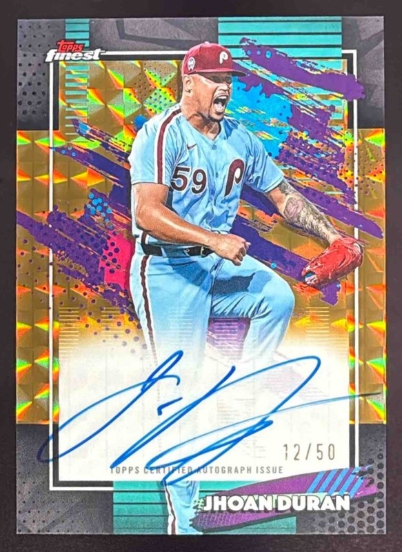 2026 Topps Finest Jhoan Duran Auto Gold Geometric Refractor #/50 Phillies