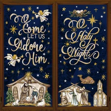 Christmas Window Clings 6 Sheets Jesus Nativity Window Stickers Decals Double-Si