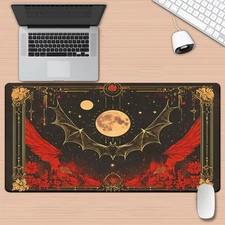 40*90cm Gothic Dark Red & Black Large XXL Gaming Desk Mat - Non-Slip Rubber Base