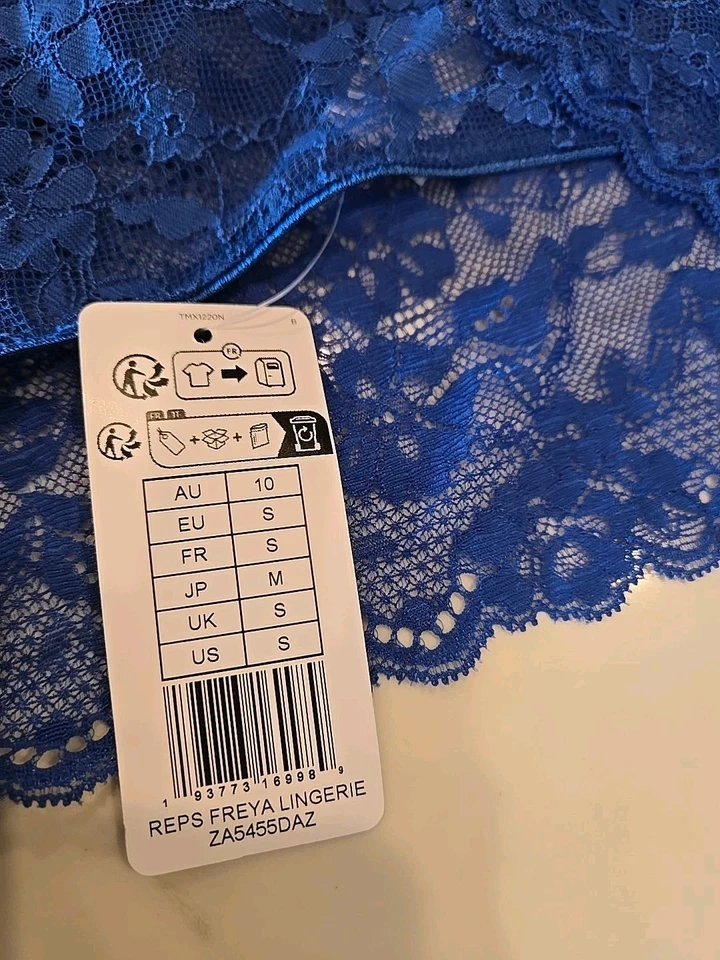 Calzoncillos Freya Offbeat Talla S Azul Encaje Llave Agujero Trasero Calzoncillos Nuevos con Etiquetas Foto 4 de 4