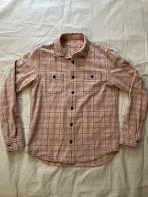 Edwin Denim Japan Cotton Pink & Yellow Shadow Plaid Flannel Shirt 20 x 25.75