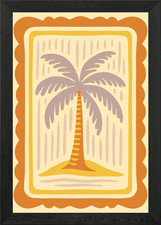 Palm Tree Illustration in Decorativ Framed Wall Art Poster Canvas Print Picture