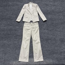 Alice + Olivia Suit Set Womens Large 10 Beige Blazer Pants Cotton Stretch