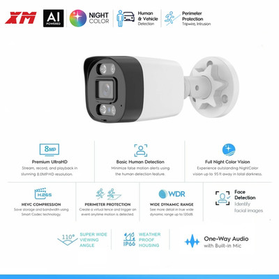 4K Poe Video Surveillance IP Camera Onvif Audio 48V POE/DC 12V 3MP/4MP/5MP/8MP A