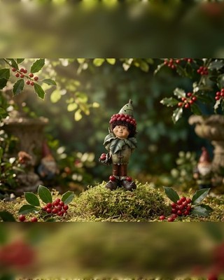Vintage Shudehill Giftware Waldelfe Wichtel Figur Pixie Sprite Berry Holiday