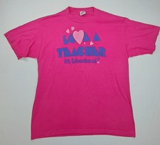 Vintage Jerzees  Love a Teacher It's Educational  Pink Graphic T-Shirt Large