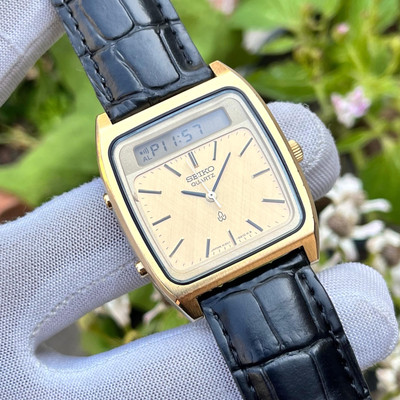Vintage Seiko Ana/Digi Linen Dial Chrono-Alarm Japan Men Quartz