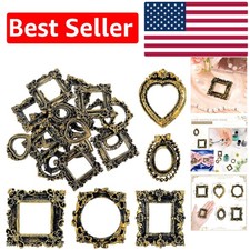 25 Vintage Mini Picture Frames Set - Elegant Baroque Resin Decor Gold