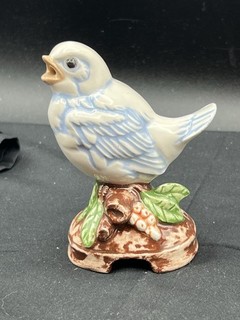 Blue Bird On Branch Ceramic Hand Painted Pie Bird Vent 1995