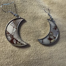 Pretty Patterned Crescent Moon Dangle Earrings