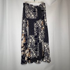 California Influence Vtg 90s Patchwork Paisley Maxi Skirt Button Front 12 Boho