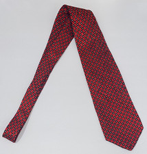 STEFANO RICCI 100 Silk Tie Red w/Black Circle Motifs Saks Made in Italy Flaw 