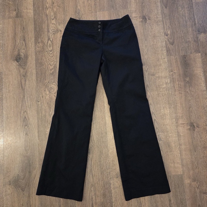 Ann Taylor Women's navy blue Dress Pant Signature Fit Straight Leg Button Accent