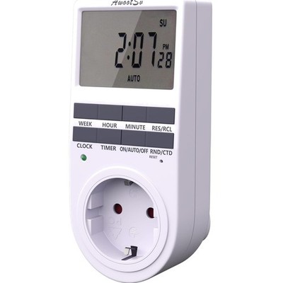 Digital Timer Steckdose, Programmierbar, Countdown, 18 Programme, Indoor Outd...