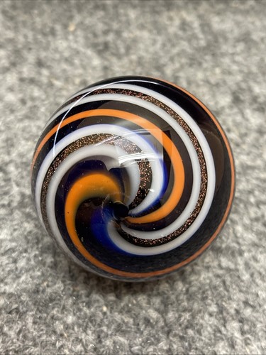 Grande marmo vetro vortice vintage 2" con glitter, raro - Foto 3 di 5