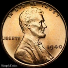 1940 Lincoln Wheat Cent Penny BU Uncirculated RED