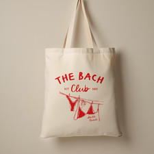 Bachelorette Tote Bag The Bach Club South Beach with Hand-Drawn Bikini Illust