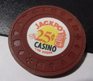 JACKPOT HOTEL CASINO 25¢ hotel casino gaming poker chip Las Vegas NV