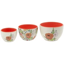 Boston International Ceramic Nesting Bowl Set 3 Sizes Flower Party 