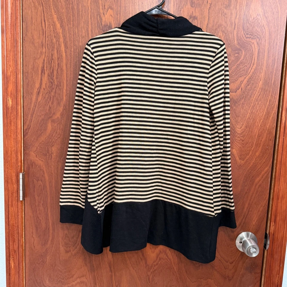 Cárdigan Suéter Metaphor Rayas Frente Abierto S/C Tostado Beige Negro Carrera Talla S Foto 4 de 4