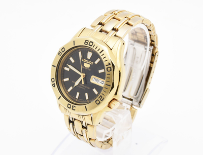 Vintage Seiko 5 Sports 7S26-01G0 Exc+5 Gold Dial Day Date