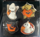 Vintage Pottery Barn Halloween Candy Dish Set of 4 + Plush Beanie Babies-Bundle