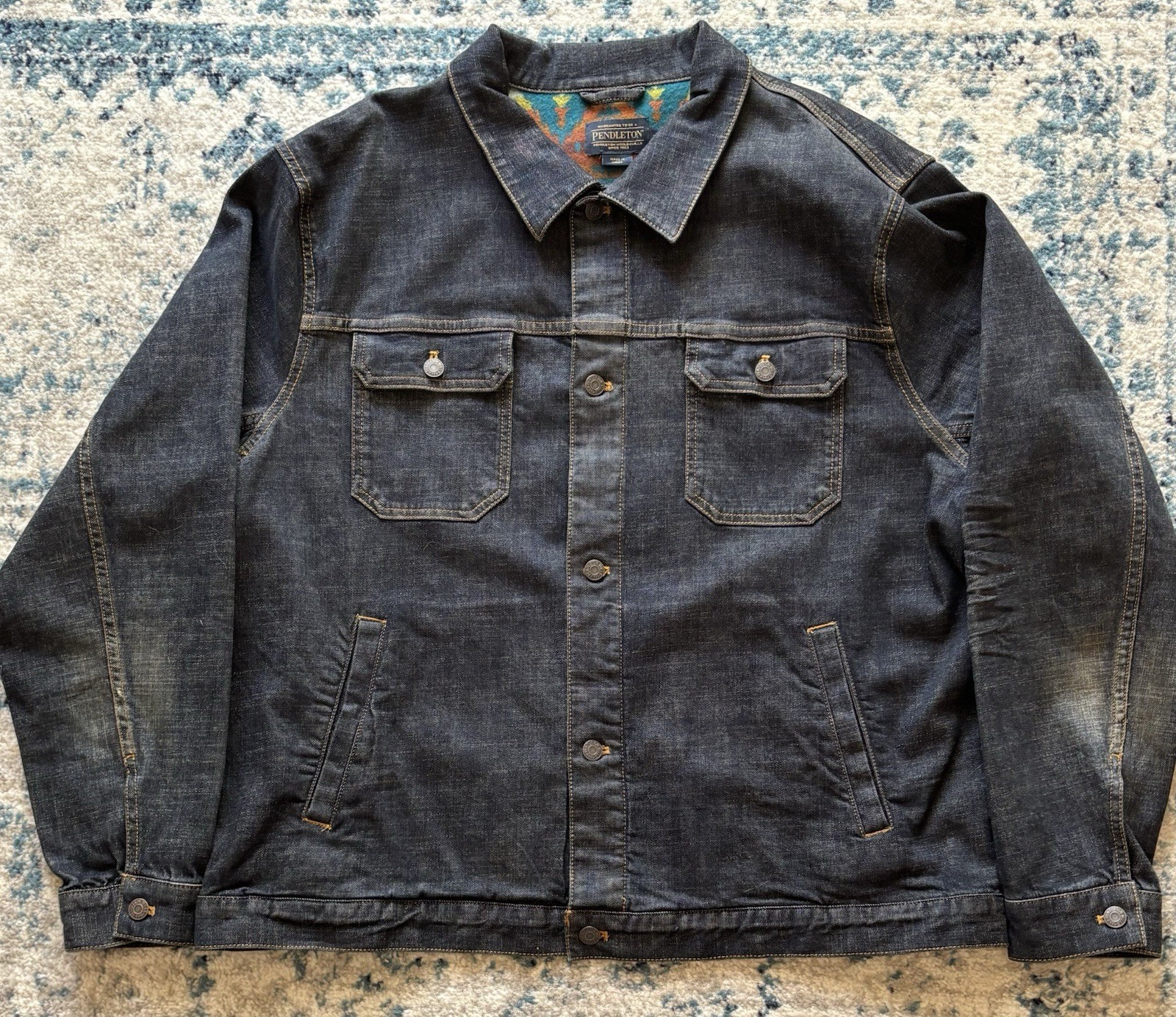 Pendleton Men’s Denim Jacket With Southwestern Az… - image 1