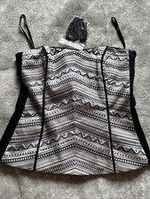 White House Black Market Women s Bustier/Top Black White Silver Studs Size 0