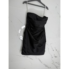 Davids Bridal, Black Mini, Ruched Strapless Cocktail Dress, Size 12