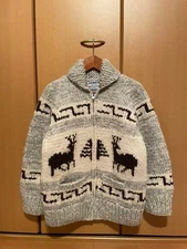 KANATA Cowichan Sweater, Free Size, Hand-Knitted, 100% Wool, Brown and Beige
