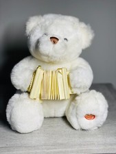 VINTAGE GUND White Tender TEDDY BEAR 9" with Musical instrument Rare Works