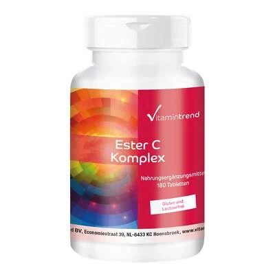 VITAMINTREND Ester C 500 mg - 180 Tabletten mit Bioflavonoiden, Rutin, Acerola und Hagebutte