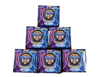 NEW Paw Patrol Mighty Movie Pup Squad Surprise Lot Of 6 Figures & Sticker Sheets