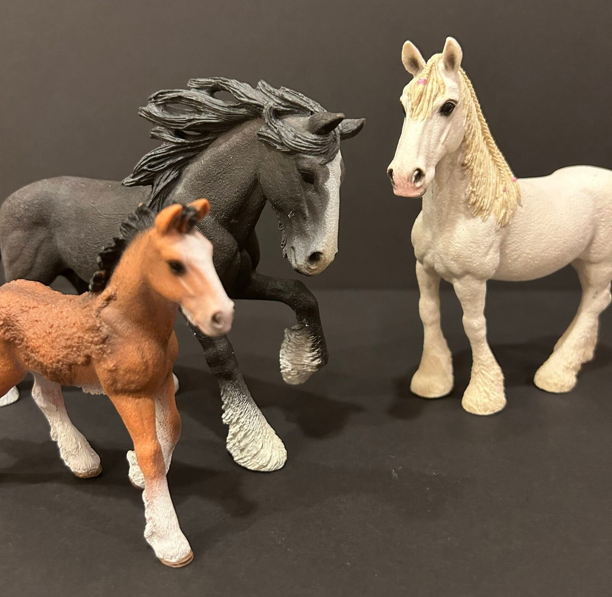 Schleich RARE RETIRED Shire Horses: Mare, Stallion, Foal 13734
