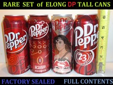 RARE Collectible DR PEPPER Set of Four 16oz TALL Aluminum Cans FACTORY SEALED