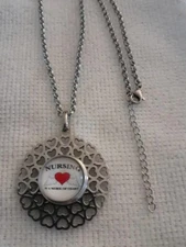 Ginger Snaps silver Heart pendant Necklace w/ NURSING Button/Snap Charm gbag new