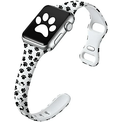 Black and White Polka Dot Silicone Apple Watch Band 38/40 mm