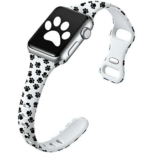 Paw Silicon Band Apple Watch 38/40/41mm Women iWatch 1 2 3 4 5 6 7 Black \u0026  White | eBay
